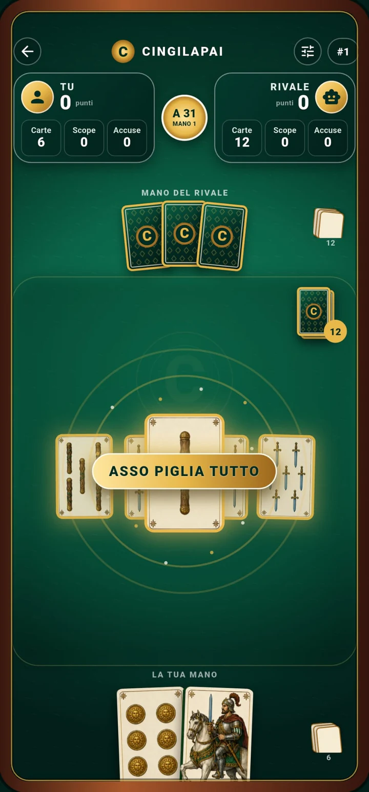 Asso piglia tutto durante una partita a Cingilapai