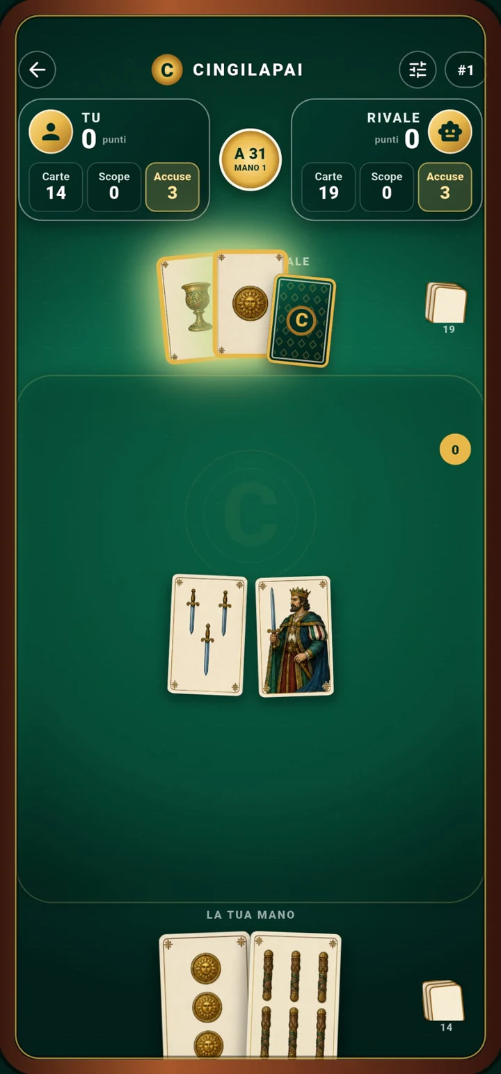 Schermata di gioco di Cingilapai con accuse evidenziate nel punteggio