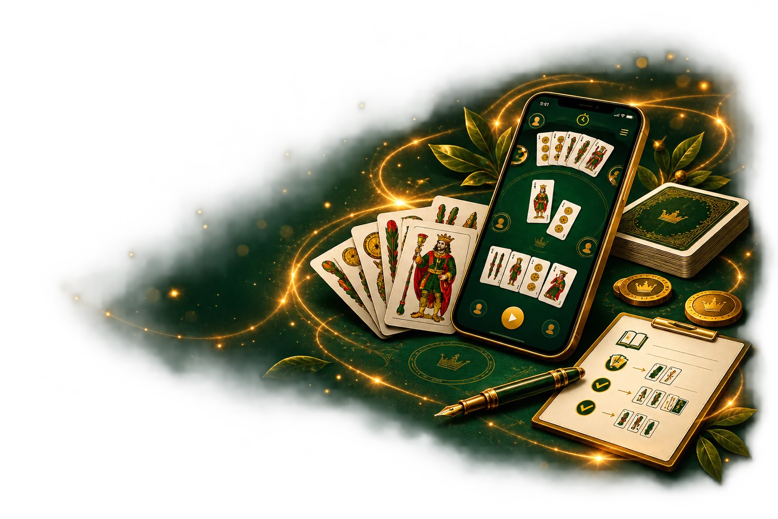 Cingilapai: carte italiane e partita sul tavolo verde