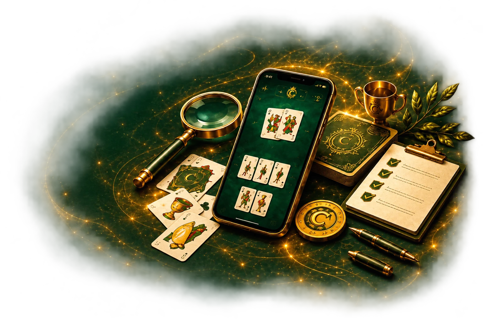 Visual hero della pagina tester di Cingilapai con smartphone, carte italiane e dettagli dorati